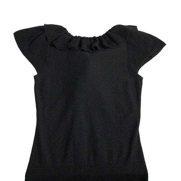 Ralph Lauren Rugby Dress Small Black Wool Knit Sweater Crochet Ruffle Preppy Y2K - Picture 9 of 14